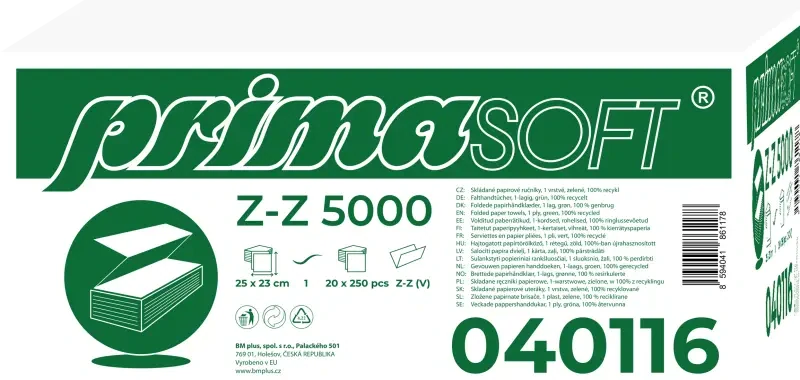 Ručník skládaný ZZ 5000ks, 25x23, 1vr., rec., zelený